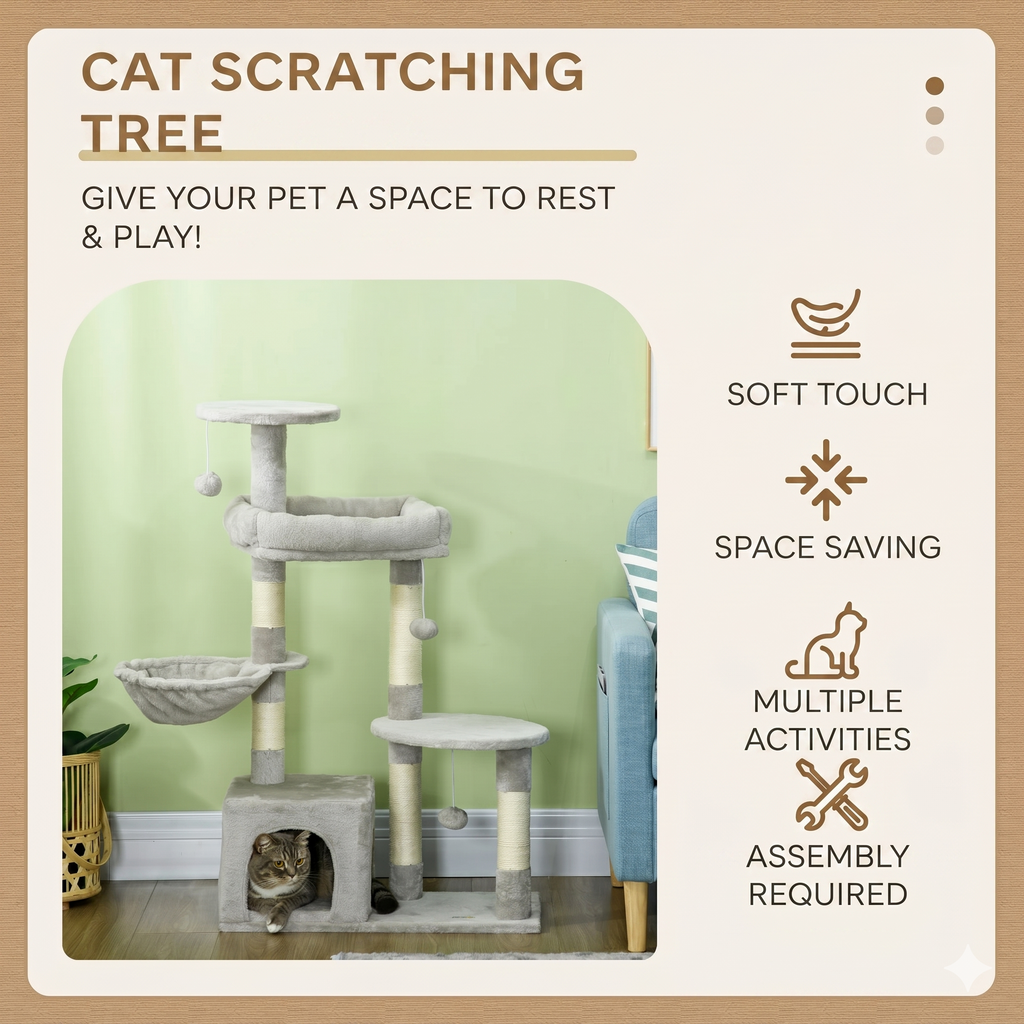 Premium Multi-Level Cat Sanctuary & Scratching Tower