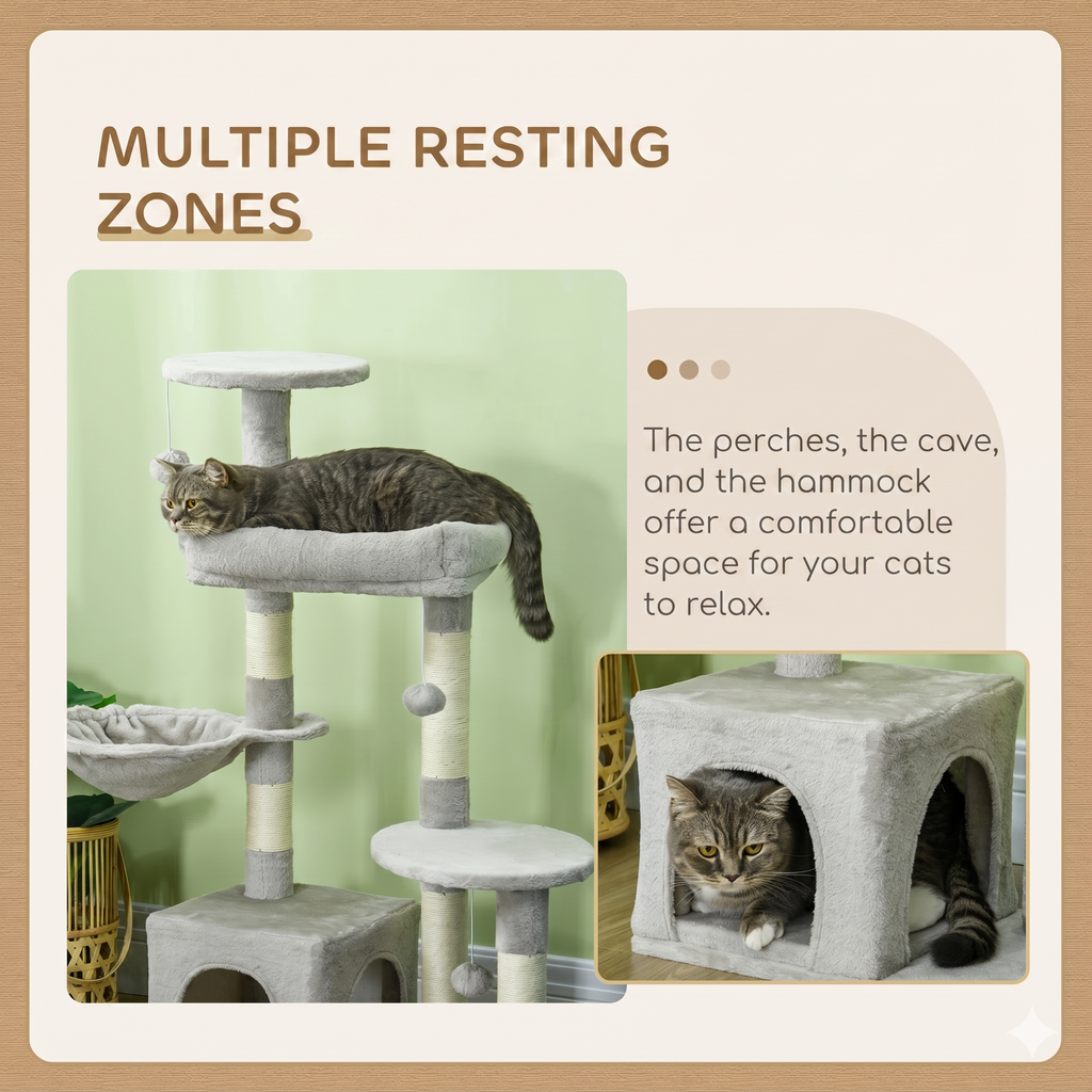 Premium Multi-Level Cat Sanctuary & Scratching Tower