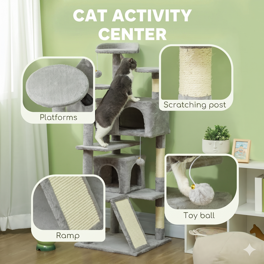 Premium Multi-Level Cat Tree with Double Condos