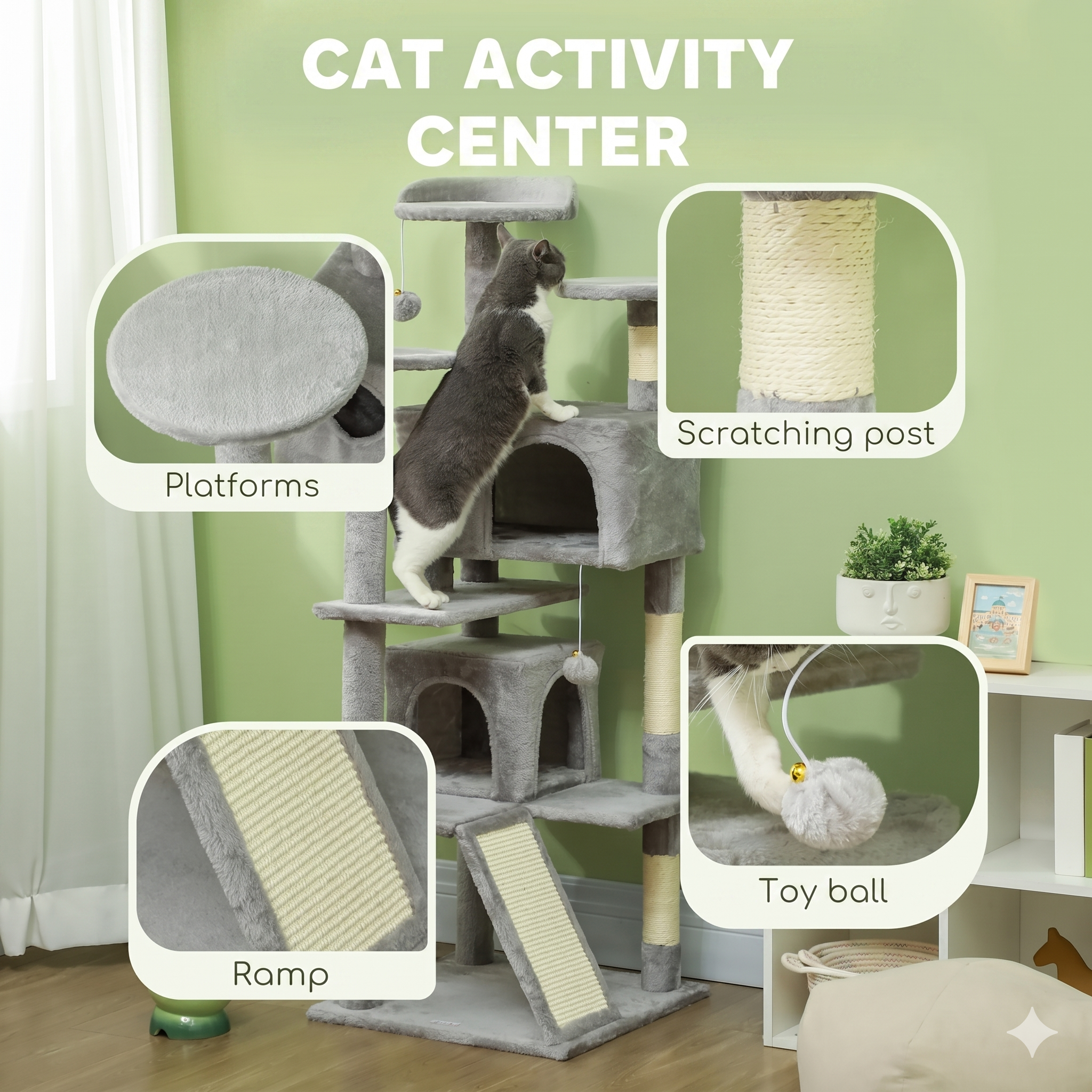Premium Multi-Level Cat Tree with Double Condos