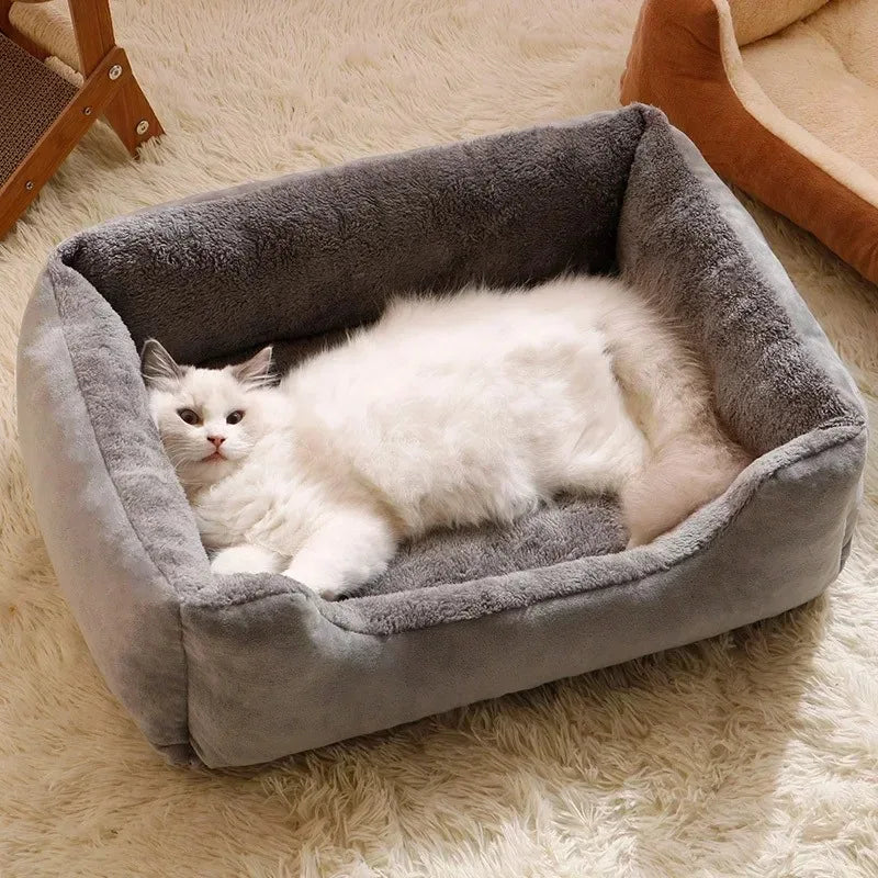 Premium Plush Bolster Bed for Cats & Small Dogs