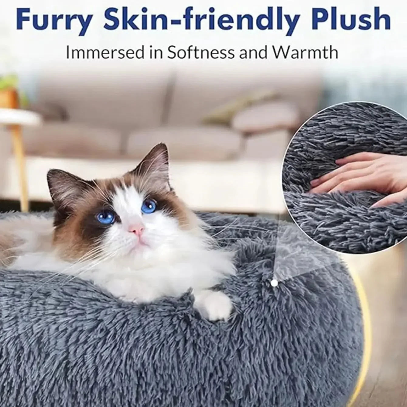 Ultra-Plush Round Calming Bed for Dogs & Cats