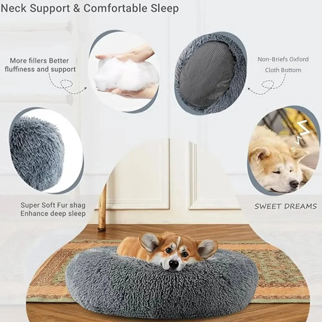 Ultra-Plush Round Calming Bed for Dogs & Cats
