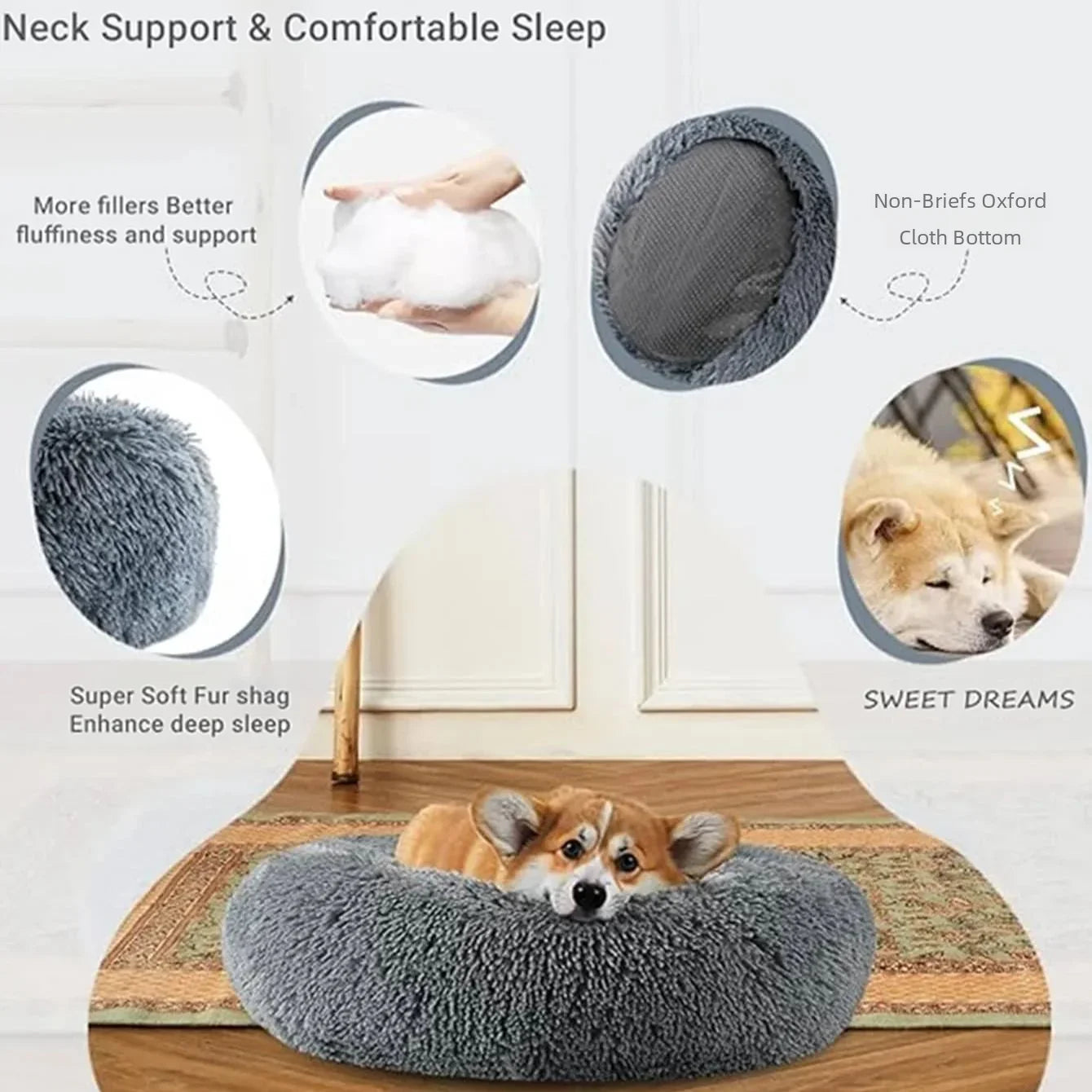 Ultra-Plush Round Calming Bed for Dogs & Cats