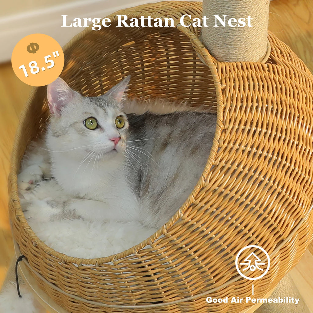 Premium Wicker Dinosaur Cat Tree & Scratcher