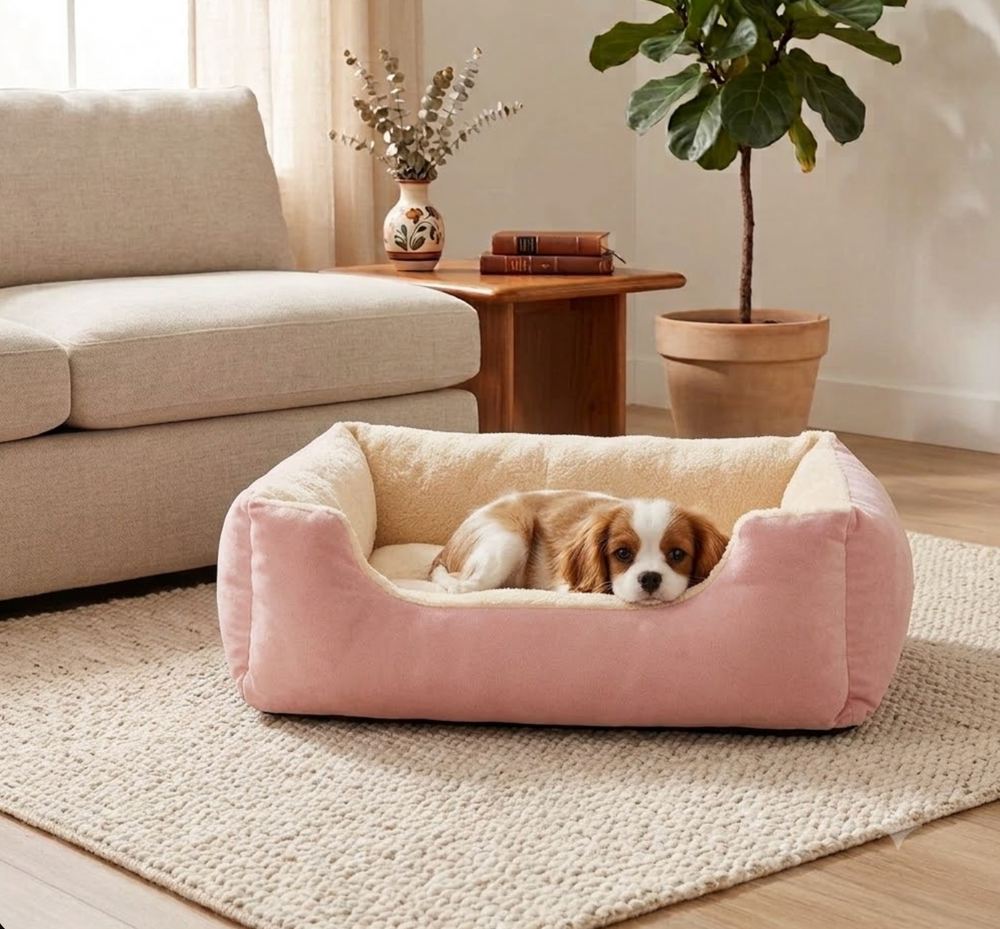 Premium Plush Bolster Bed for Cats & Small Dogs